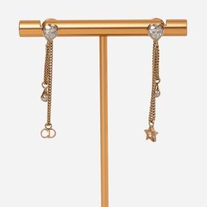 Dior Gold-Tone Star Crystal Drop Chain Earrings